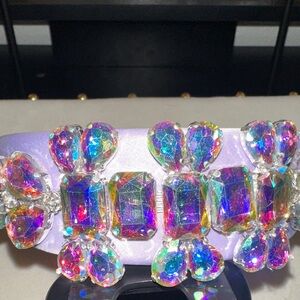 Chunky, Lavender Iridescent Glass Gemstones Headband